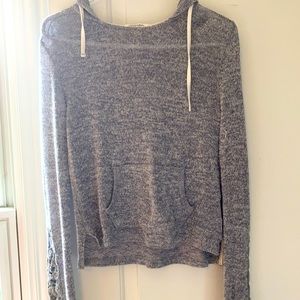 Flower Sleeve Detail Grey Sweater